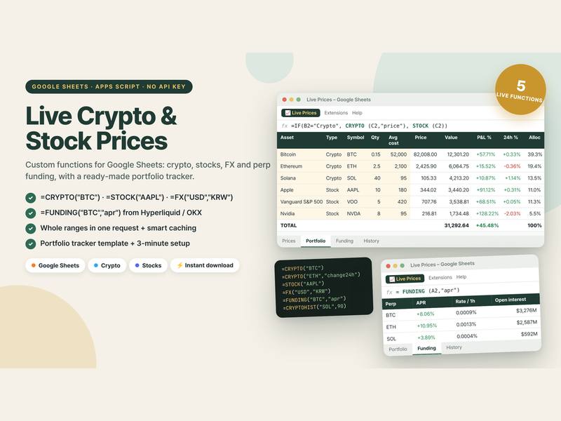Live Prices for Google Sheets preview