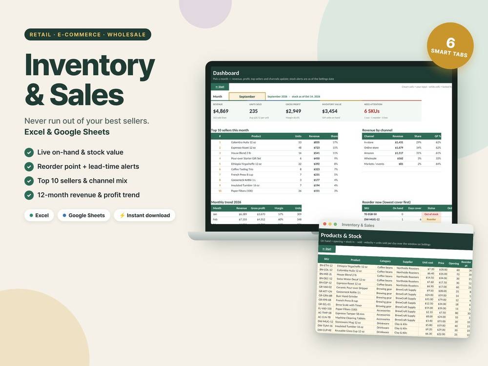 Inventory & Sales Tracker template preview